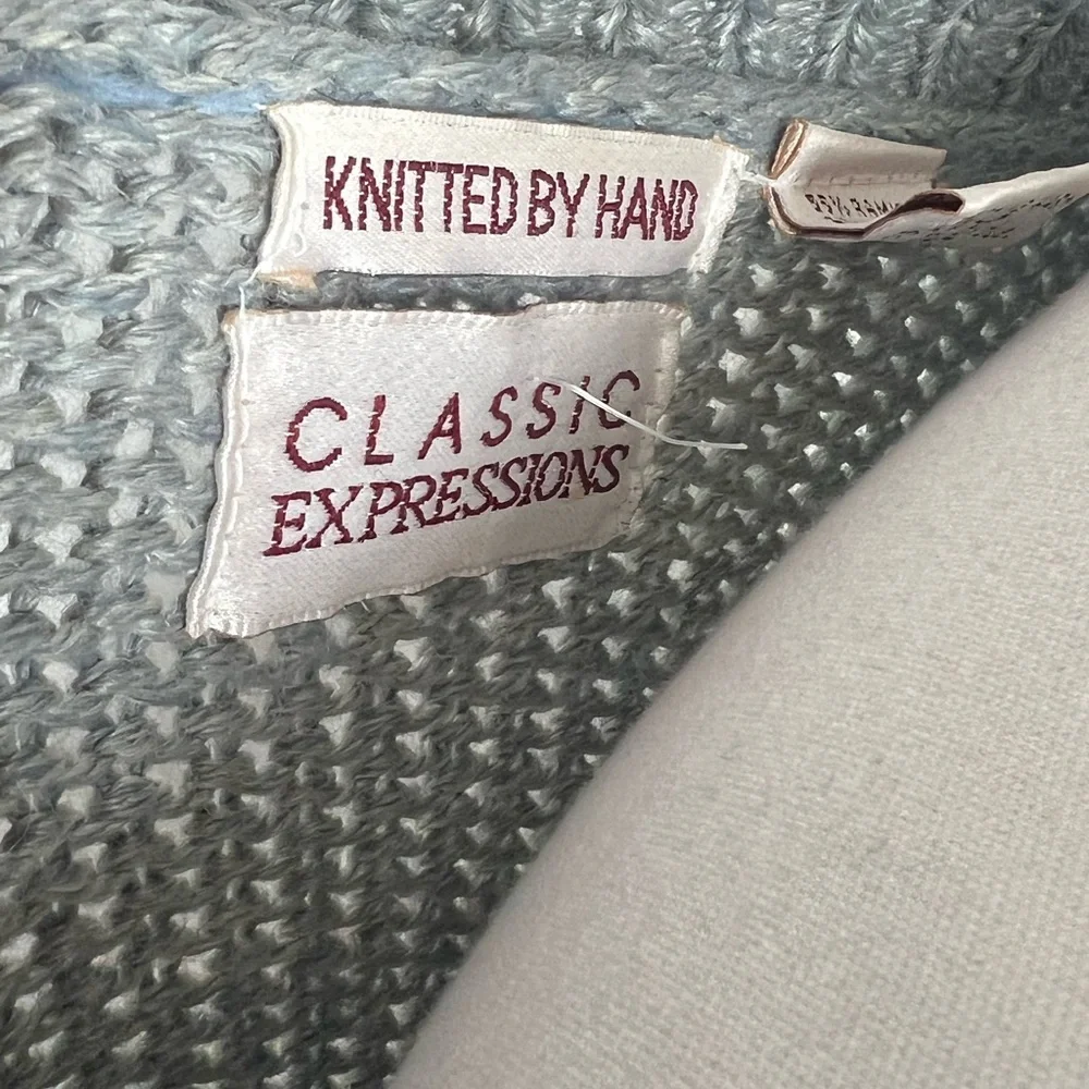 Vintage Gray and Cream Women's Cardigan‎ Sweater with Fringe Size 20W - Picture 4 of 7